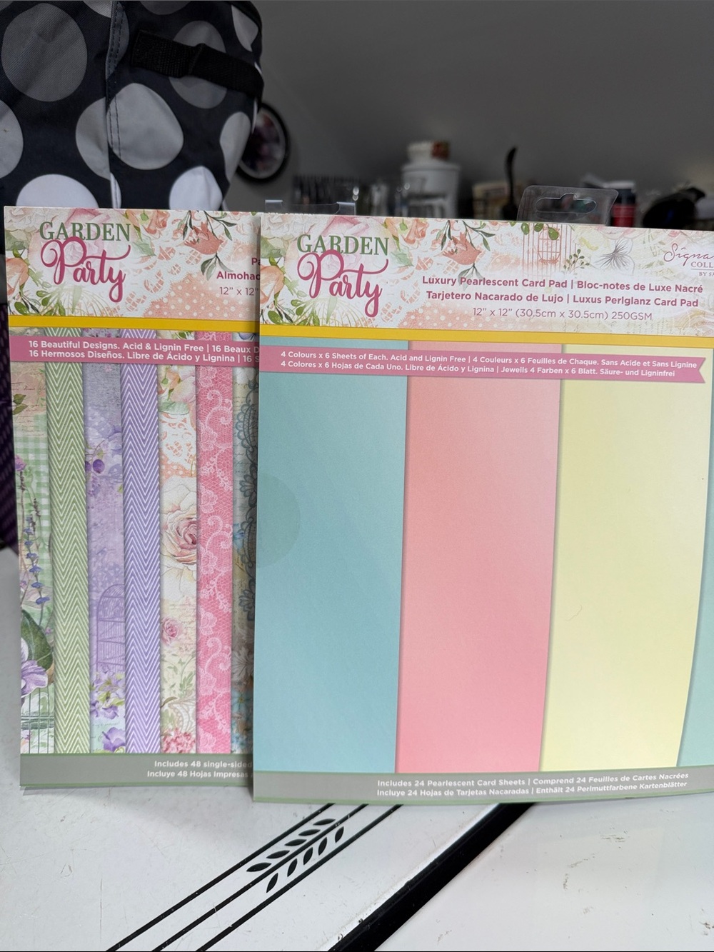 Crafters Companion Garden Party Paper Pad and Luxury Pearlescent Card Pad
